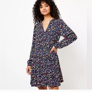 LOFT heart button swing dress M
